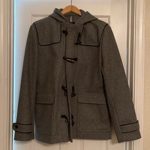 Express mens gray hooded pea coat
